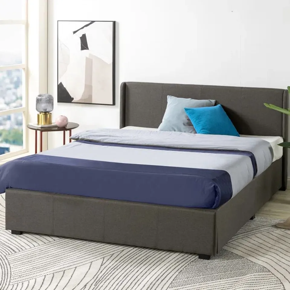 BOXED ESTELLA UPHOLSTERED OTTOMAN BED FRAME WITH HEADBOARD // SIZE: SUPERKING (1 BOX)