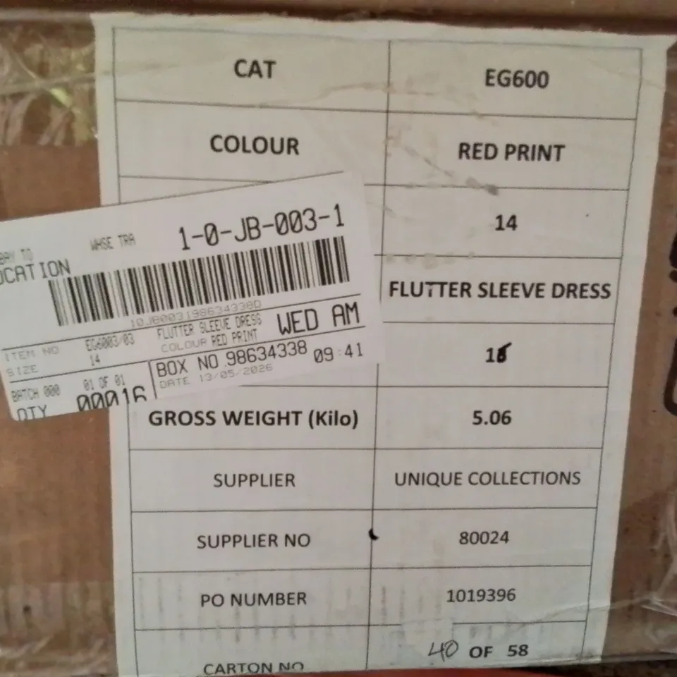 BOXED BRAND NEW APPROXIMATELY 16 JULIPA FLUTTER SLEEVE DRESS RED PRINT SIZE 14