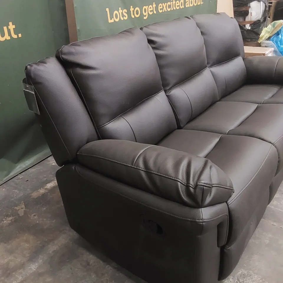 ALBION LUXURY FAUX LEATHER 3 SEATER HIGH BACK MANUAL RECLINER SOFA RRP £749