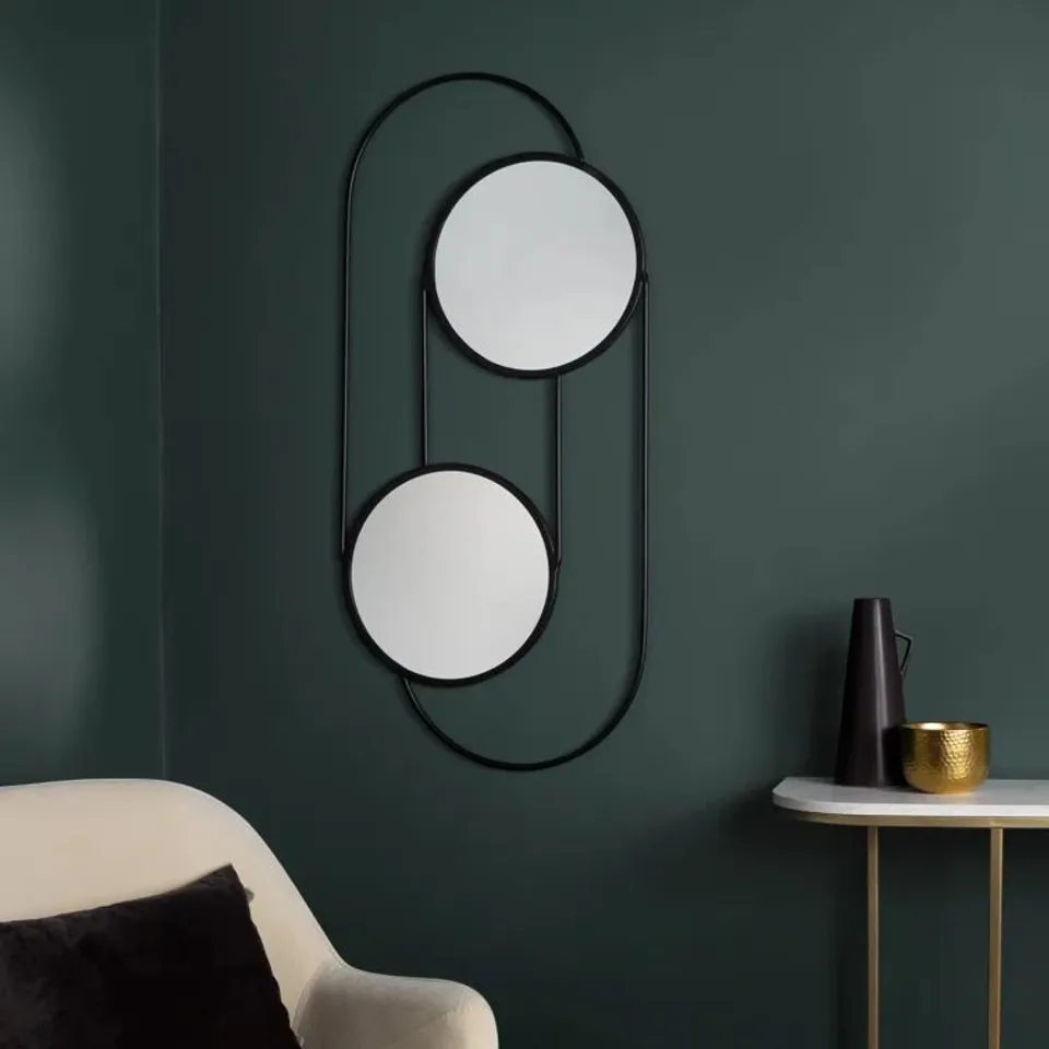 ABSTRACT DOUBLE MIRROR 50x109cm IN BLACK (P20702)