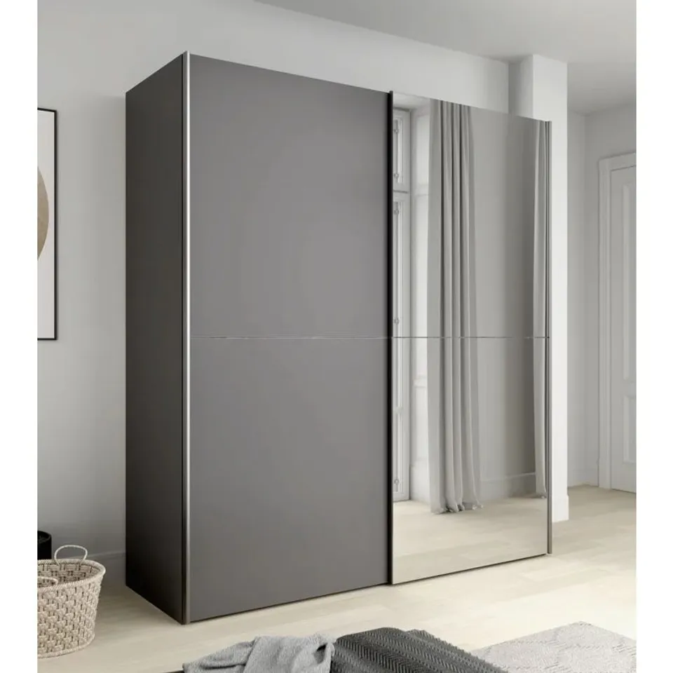 BOXED ALFARO 2 DOOR MANUFACTURED WOOD WARDROBE (5 BOXES)