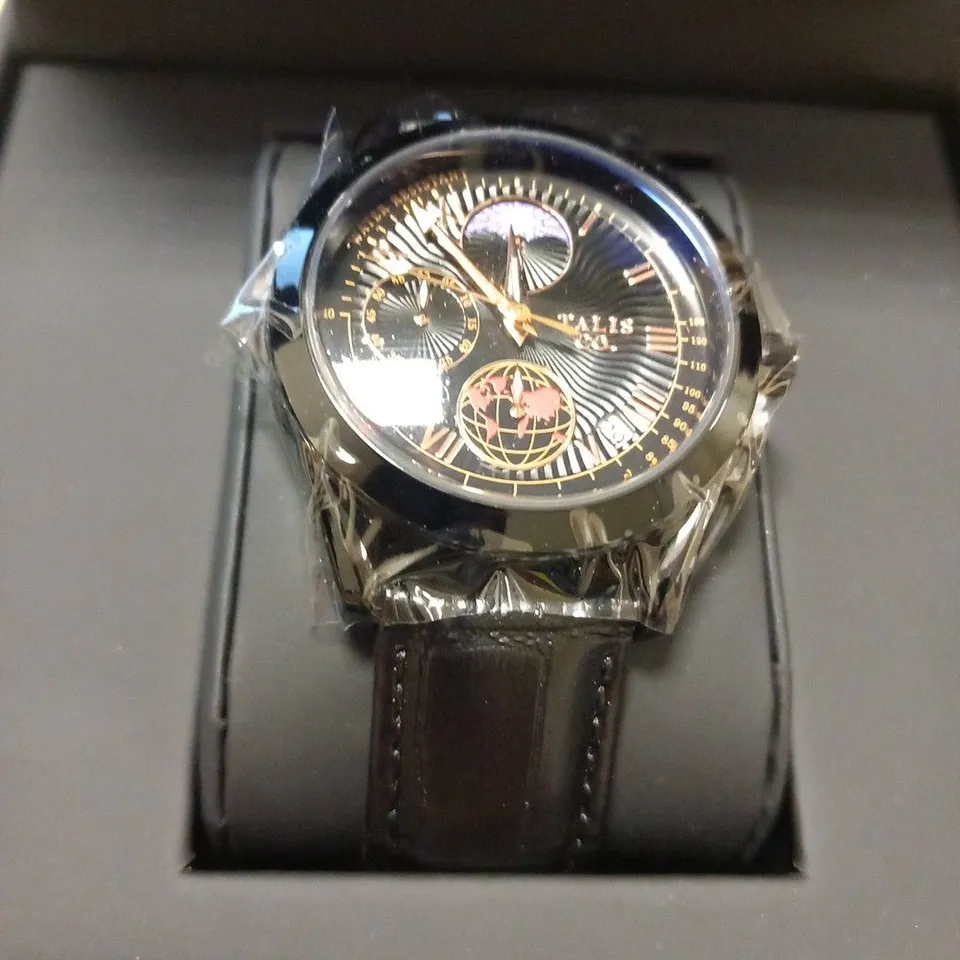 MENS TALIS CO 7120 CHRONOGRAPH WATCH – MOON PHASE MOVEMENT – GENUINE LEATHER STRAP – RRP £510