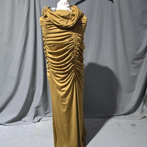 PLT LABEL WOMEN'S MAXI DRESS - CAMEL, UK 12 (EUR 40, US 8)