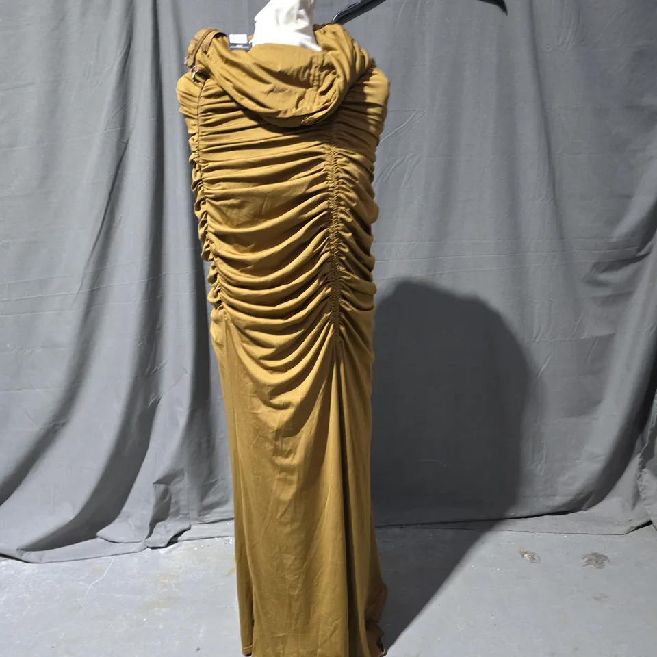 PLT LABEL WOMEN'S MAXI DRESS - CAMEL, UK 12 (EUR 40, US 8)