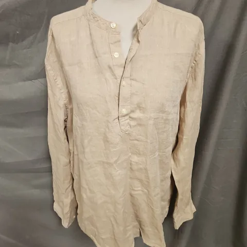 ONLY & SONS KARLO LONG SLEEVE LINEN HALF PLACKET SHIRT IN TWILL SIZE XL