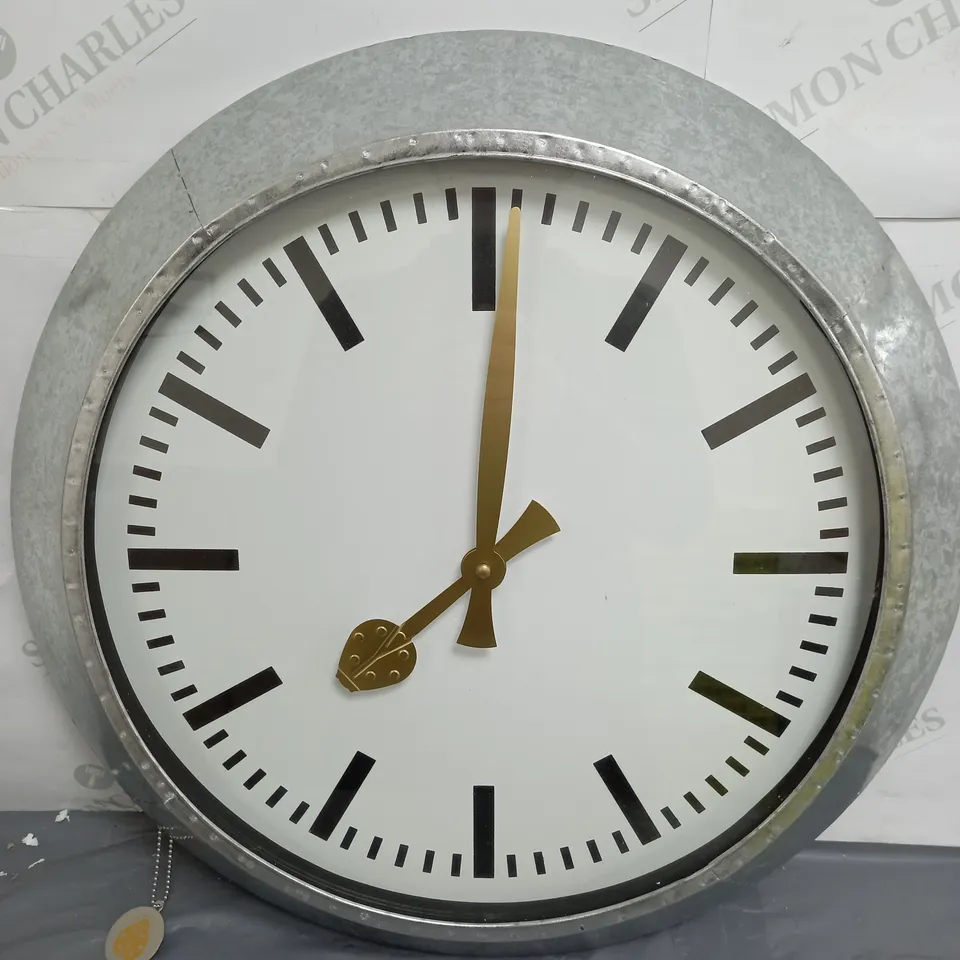 LARGE OUTDOOR GALVANISED STEEL CLOCK - WHITE FACE