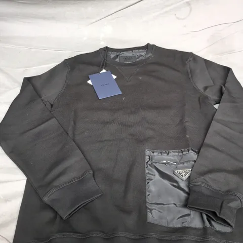 PRADA TECHNICAL FABRIC SWEATSHIRT – BLACK, SIZE M