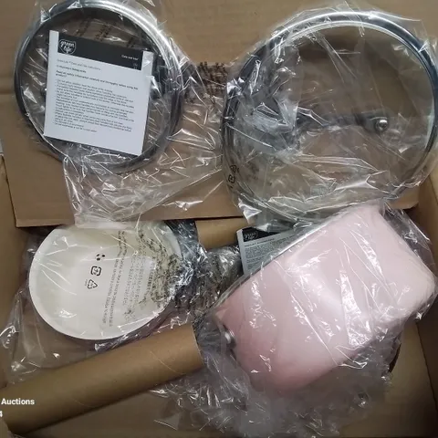 BRAND NEW BOXED PINK SAUCEPAN PAIR - 14CM & 18CM