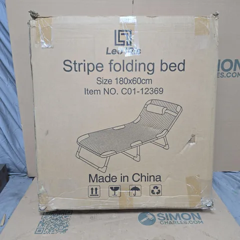 LEO IRIS STRIPE FODLING BED 180 X 60CM BOXED