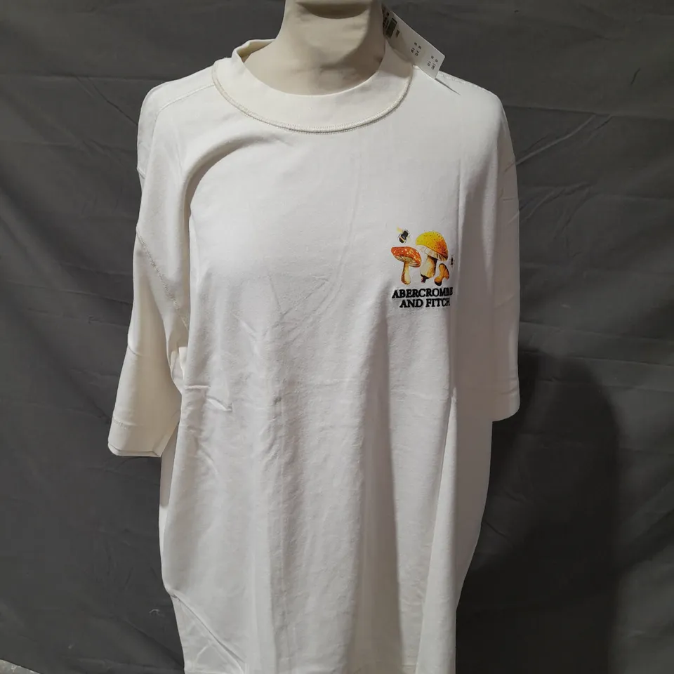 ABERCROBMIE & FITCH SOFT A&F ESSENTAILS MUSHROOMS T-SHIRT - LARGE