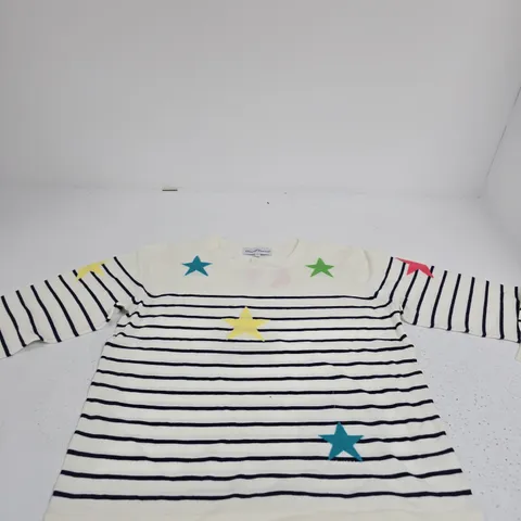 STAR AND STRIPE JUMPER – WHITE/NAVY, UK SIZE 14