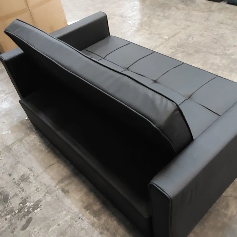DESIGNER 2-SEATER BLACK LEATHER SOFA BED 