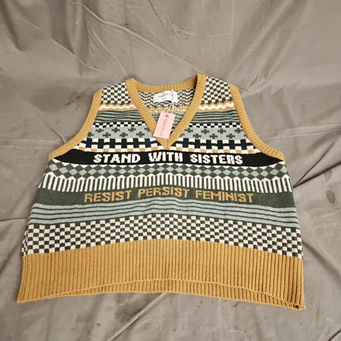 BLACK & BEECH KNITTED VEST IN MULTI SIZE 2XL