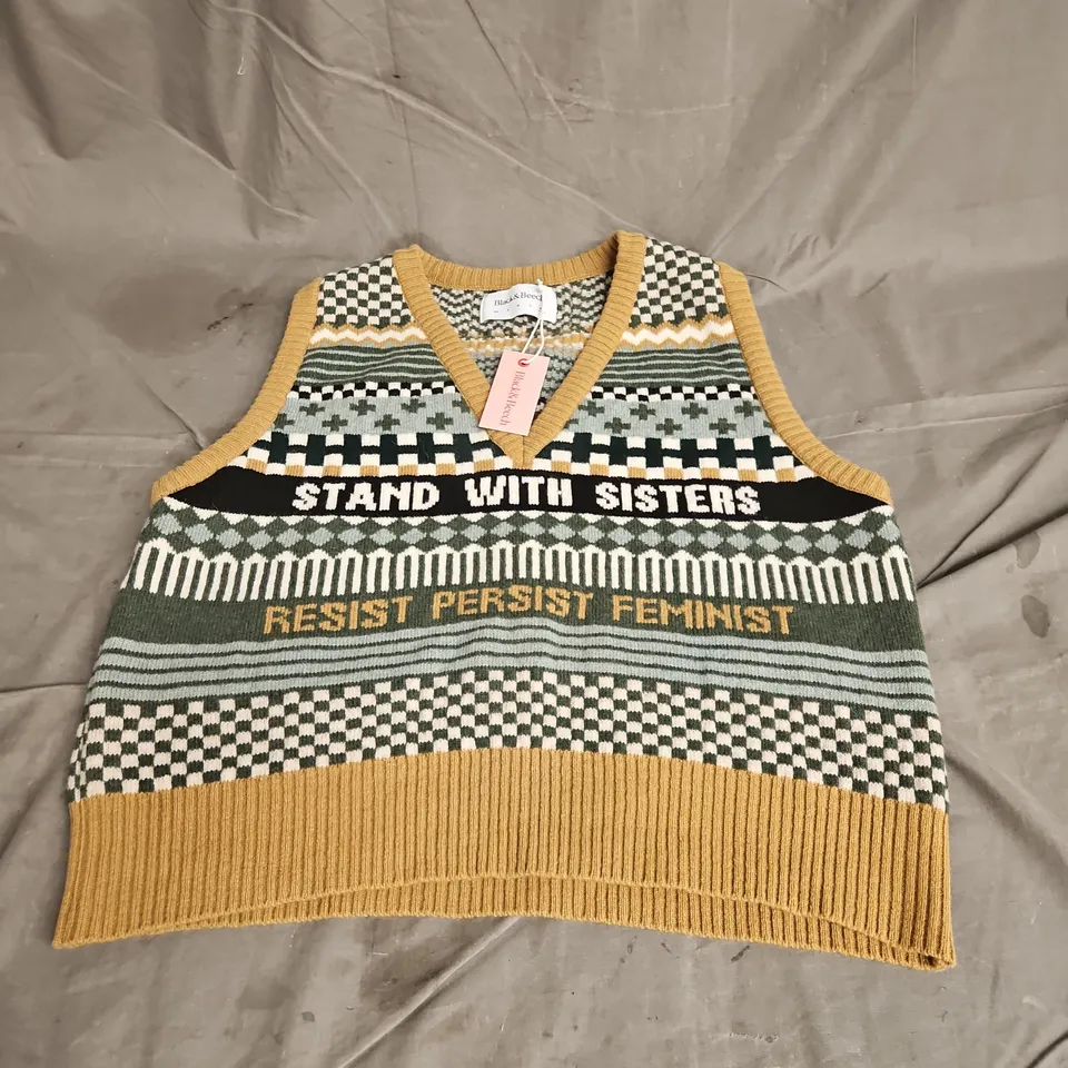 BLACK & BEECH KNITTED VEST IN MULTI SIZE 2XL