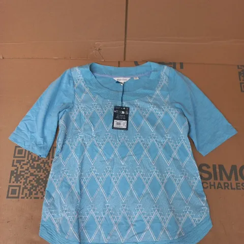 WHITE STUFF WEAVER BRODERIE TEE IN BLUE SIZE UK 8