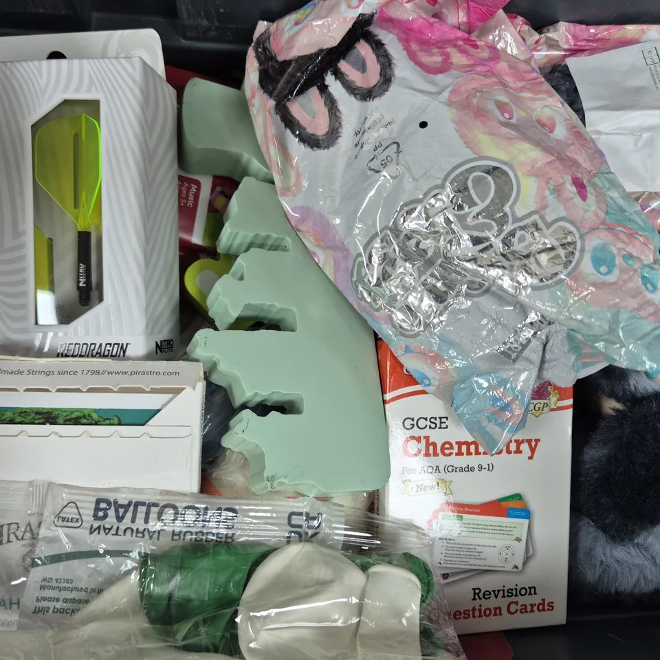 APPROXIMATELY 10 ASSORTED TOYS AND GAMES TO INCLUDE VARIOUS STICKERS, REDDRAGON NITRO FLITE, ETC