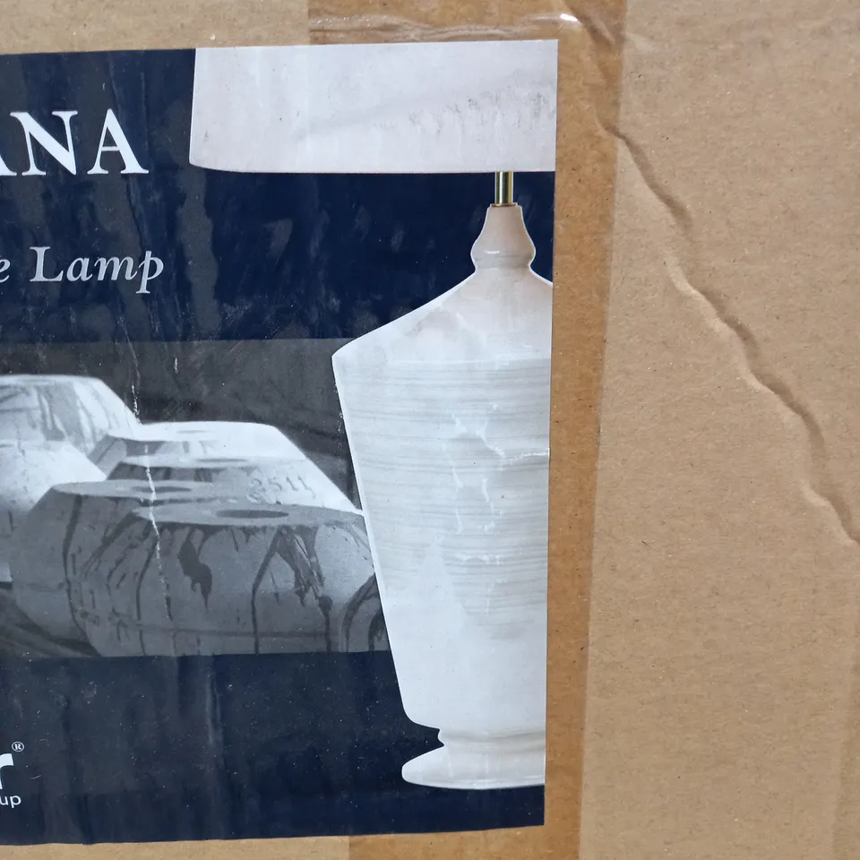 DAR CAMPIANA STRIPED LUSTRE CERAMIC WHITE TABLE LAMP - BASE ONLY