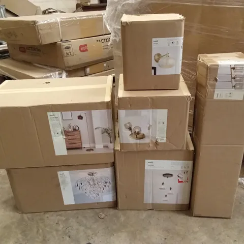 PALLET TO CONTAIN APPROXIMATELY 14 DESIGNER INDOOR LIGHTING PRODUCTS TO INCLUDE; CEILING LIGHTS, WALL LIGHTS, FLOOR LAMPS ETC