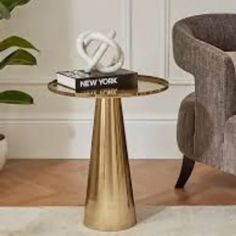 BOXED CONICAL SIDE TABLE - BRUSHED GOLD