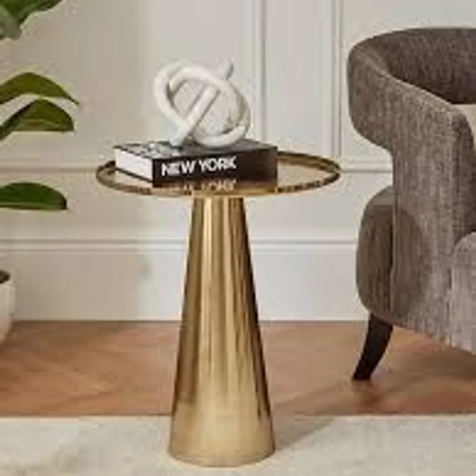 BOXED CONICAL SIDE TABLE - BRUSHED GOLD