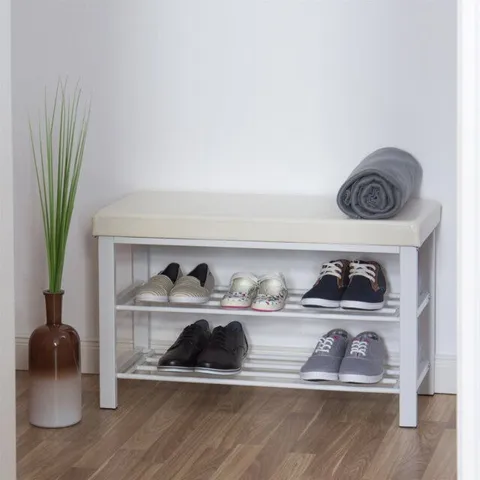 BOXED 6 PAIR SHOE STORAGE BENCH (1 BOX)