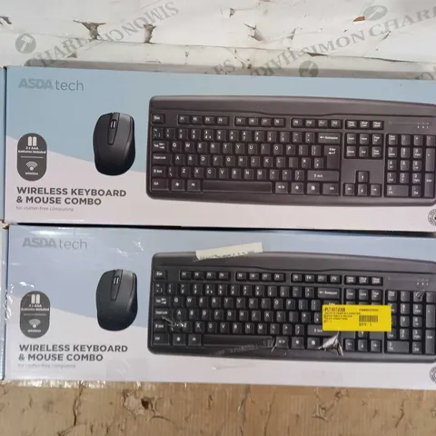 LOT OF 2 X ASDA TECH WIRELESS KEYBOARD & MOUSE COMBO