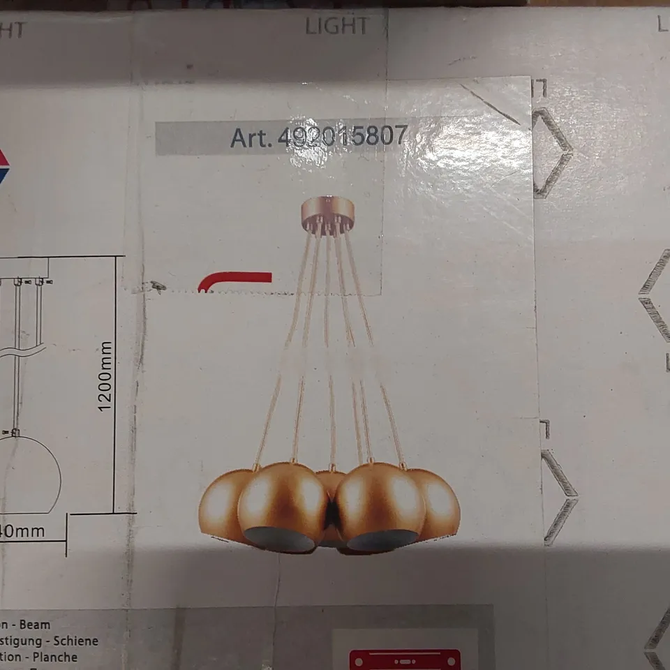 BOXED MW LIGHT MODERN  MULTY 7 LIGHTS PENDANT  LAMP SATIN GOLD