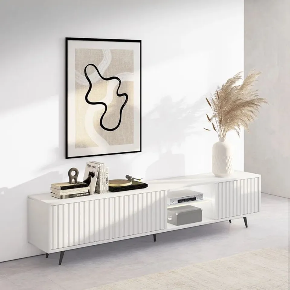 BOXED BELLO LED TV CABINET 175CM - WHITE