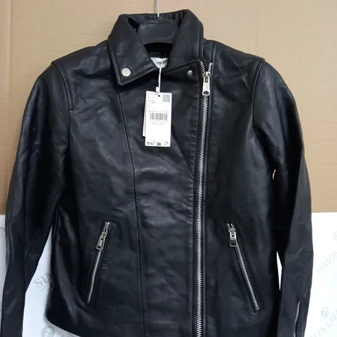 MNG SIDE ZIP LEATHER JACKET - SMALL