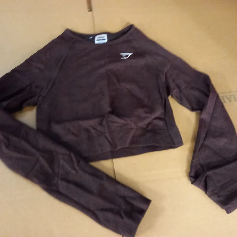 GYMSHARK BROWN LONG SLEEVE TOP - S