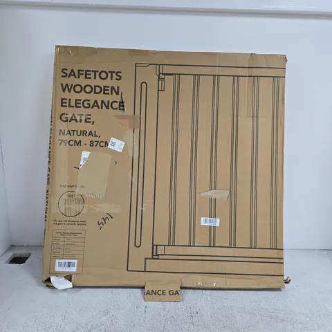 SAFETOTS WOODEN ELEGANCE GATE – NATURAL FINISH, 79–87CM (BOXED)