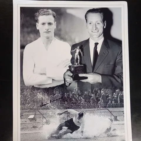 SIGNED PHOTOGRAPHIC COLLAGE OF ENGLAND AND PRESTON NORTH END LEGEND SIR TOM FINNEY