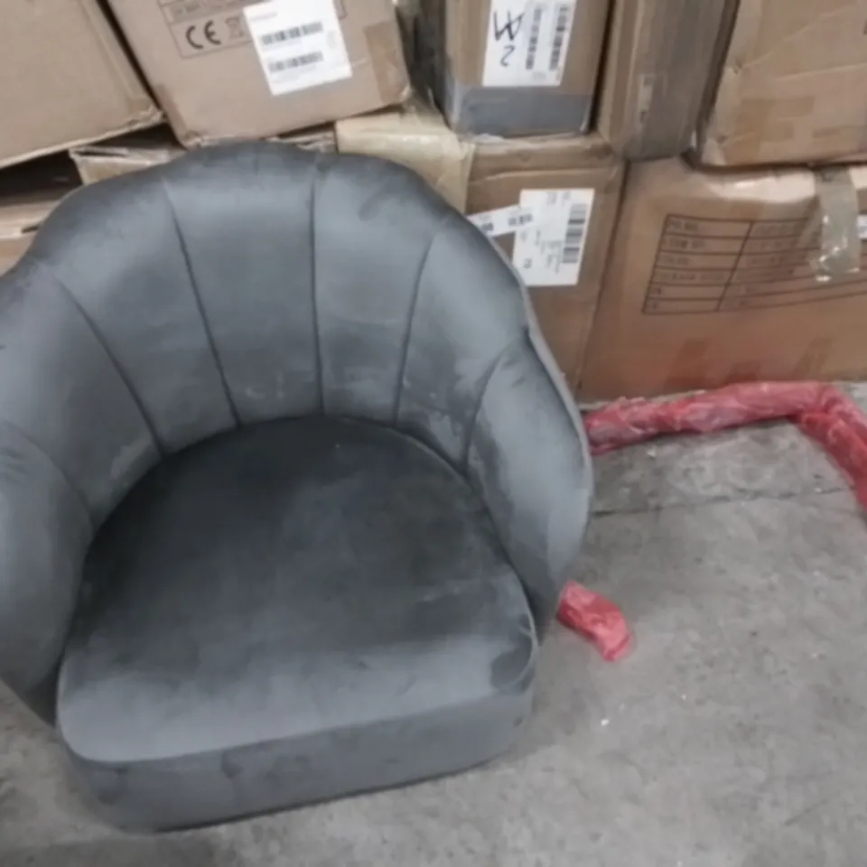 BOXED GREY FABRIC COCKTAIL CHAIR