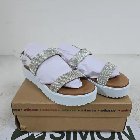 ADESSO ZARA LEATHER DIAMANTE SANDAL SIZE 40 BOXED
