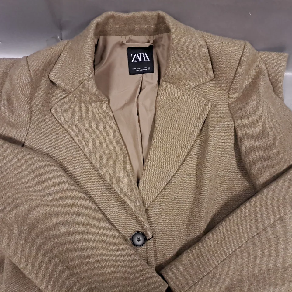 ZARA LONG COAT IN WHEAT BROWN SIZE SMALL