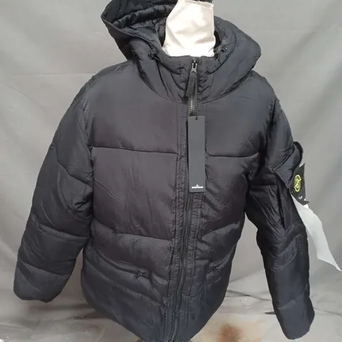 STONE ISLAND PADDED HOODED JACKET IN BLACK SIZE XL