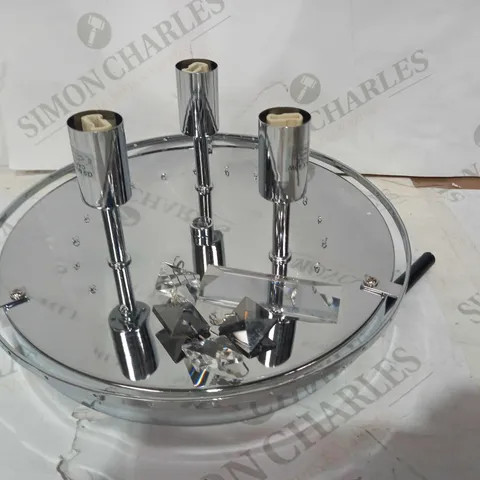 DAR LIGHTING GROUP FANTASY 3LT FLUSH CEILING LIGHT - POLISHED CHROME & GLASS - COLLECTION ONLY