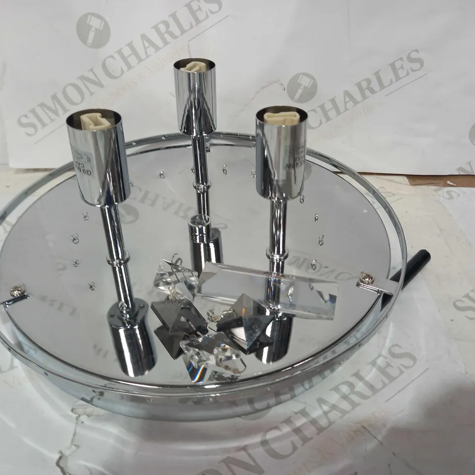 DAR LIGHTING GROUP FANTASY 3LT FLUSH CEILING LIGHT - POLISHED CHROME & GLASS - COLLECTION ONLY