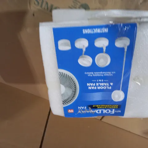 BELL & HOWELL OSCILLATING ADJUSTABLE FOLDING RECHARGEABLE STAND FAN