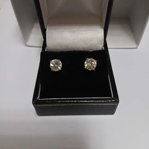 TWO ROUND-CUT GEMSTONE STUD EARRINGS STERLOING SILVER