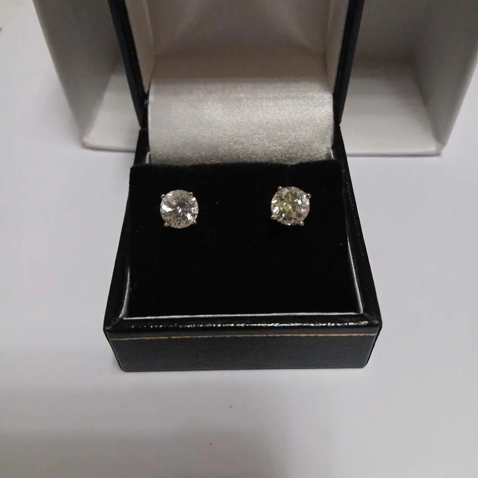 TWO ROUND-CUT GEMSTONE STUD EARRINGS STERLOING SILVER