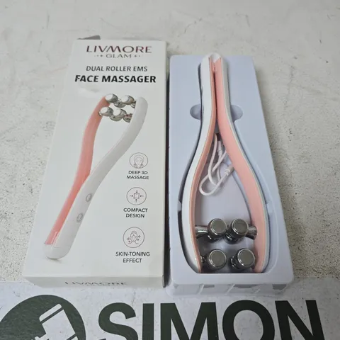 BOXED LIVMORE GLAM DUAL ROLLER EMS FACE MASSAGER