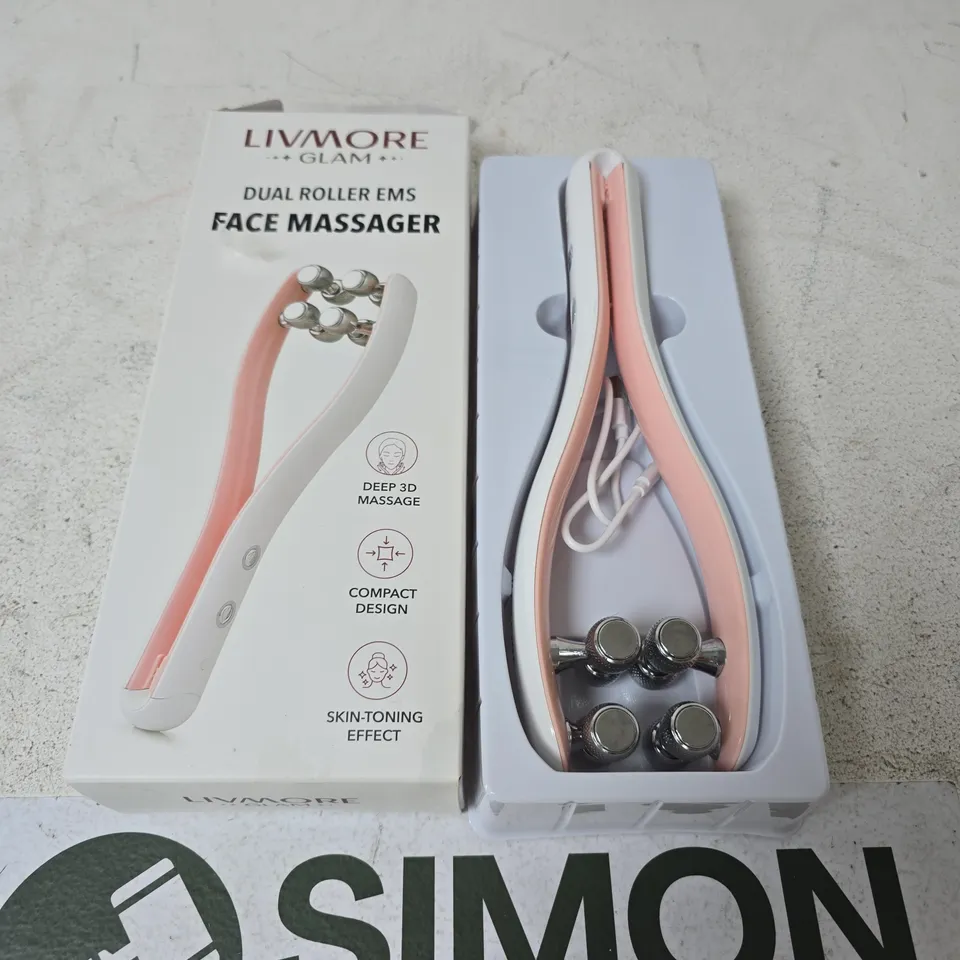 BOXED LIVMORE GLAM DUAL ROLLER EMS FACE MASSAGER