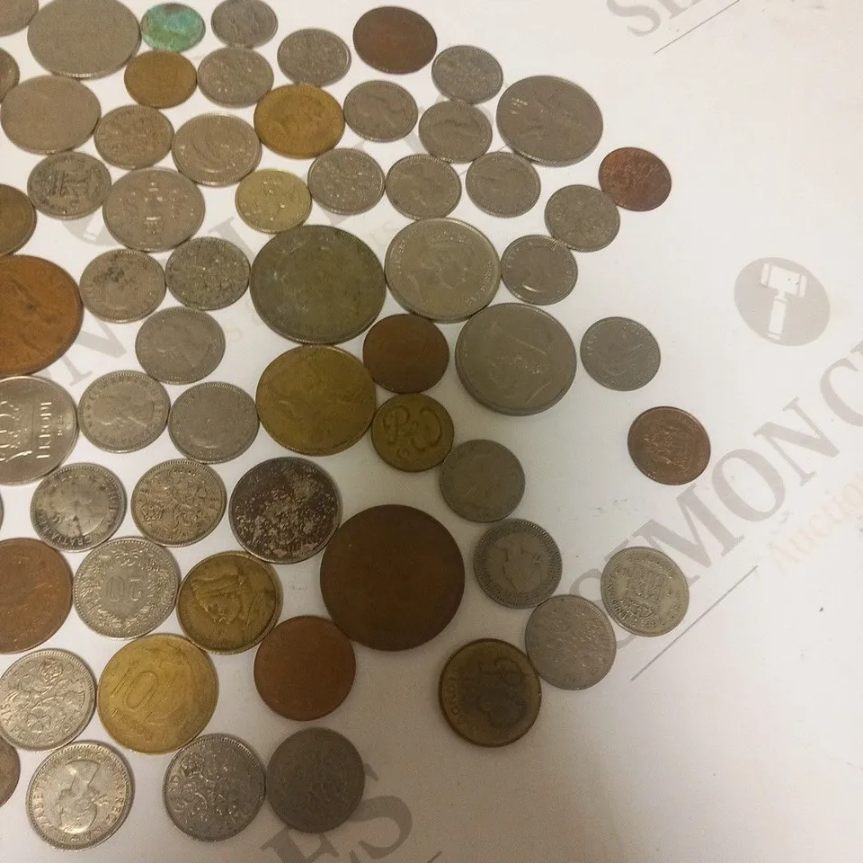 LARGE COLLECTION OF ASSORTED COINS TO INCLUDE; COLLECTION OF UK SIX PENCE DATED 1919-1967, COLLECTION OF AUSTRALIAN AND NEW ZEALAND COINS AND COLLECTION OF RANDOM VINTAGE WORLD COINS