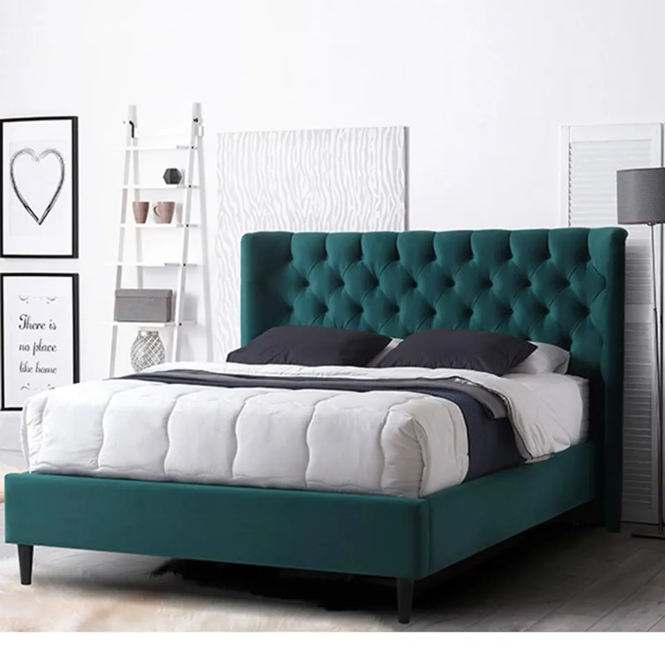 BOXED MARGARETT UPHOLSTERED BEDFRAME BLUE // SIZE: UNSPECIFIED (3 BOXES)