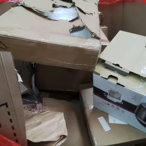 PALLET OF ASSORTED HOUSEHOLD GOODS AND PRODUCTS TO INCLUDE;RICE COOKER,AREA RUG,TILLER