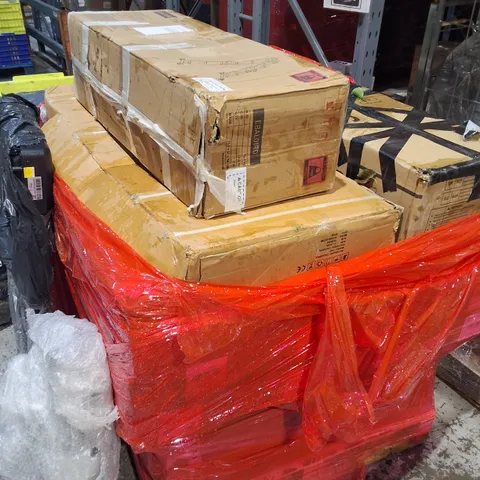 PALLET OF ASSORTED ITEMS TO INCLUDE ALUMINUM LADDERS AND EXERCISE BIKE