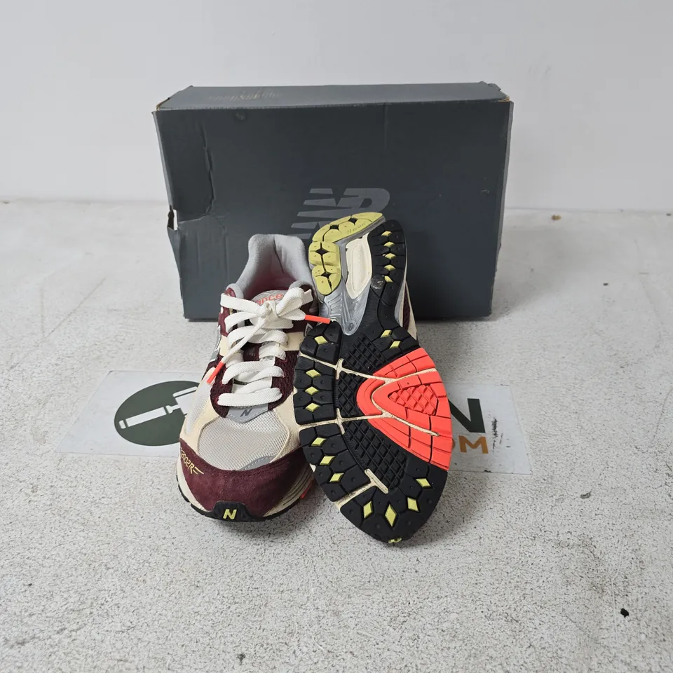 NEW BALANCE 2002R RUNNING SHOES – BEIGE & BURGUNDY - SIZE UK 10 