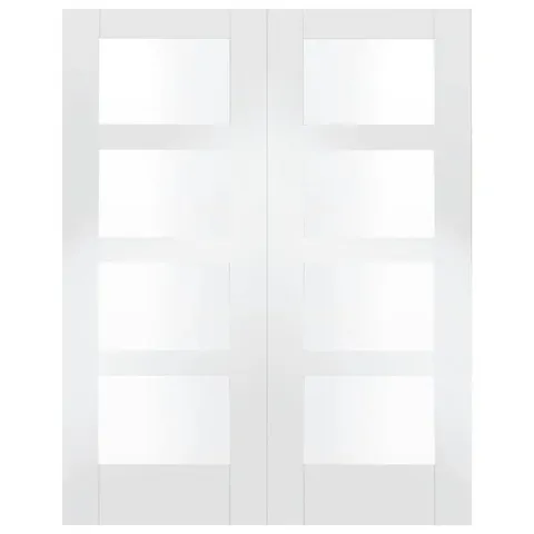 BOXED INTERNAL GLAZED WHITE PRIMED SHAKER DOOR PAIR