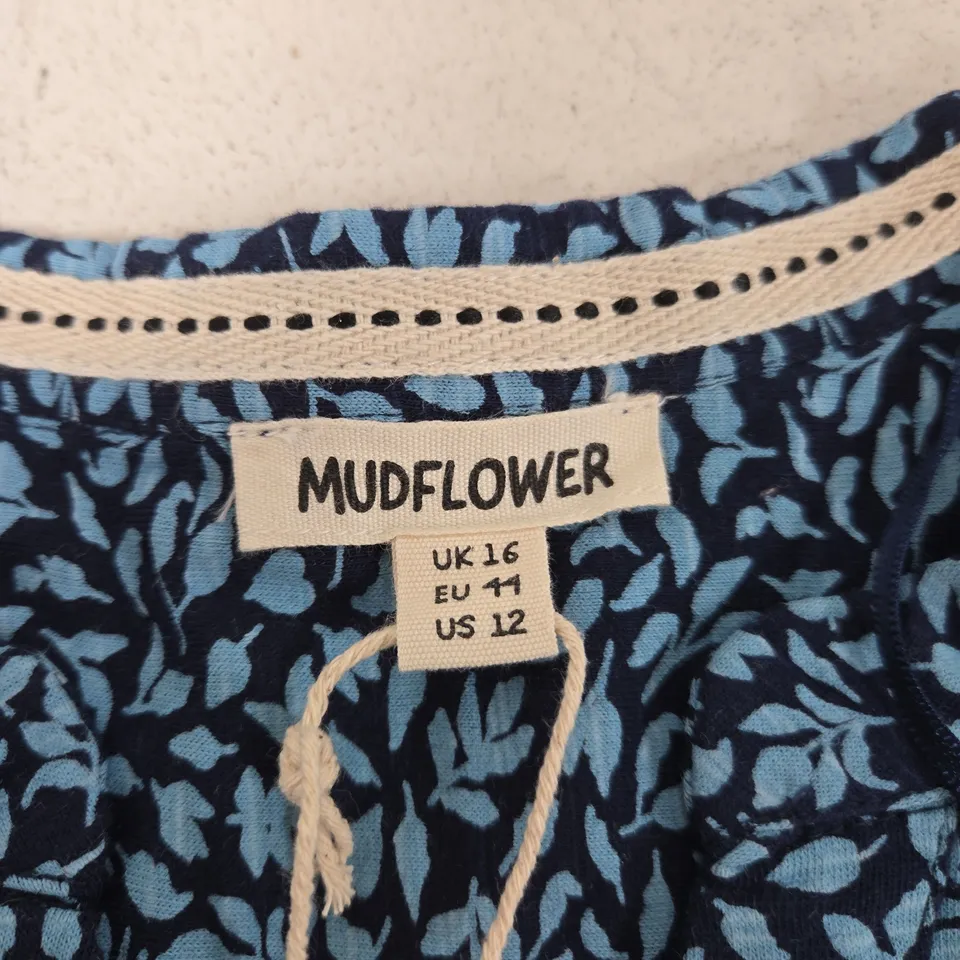 MUDFLOWER WOMEN'S BLUE FLORAL BUTTON-FRONT BLOUSE – UK 16